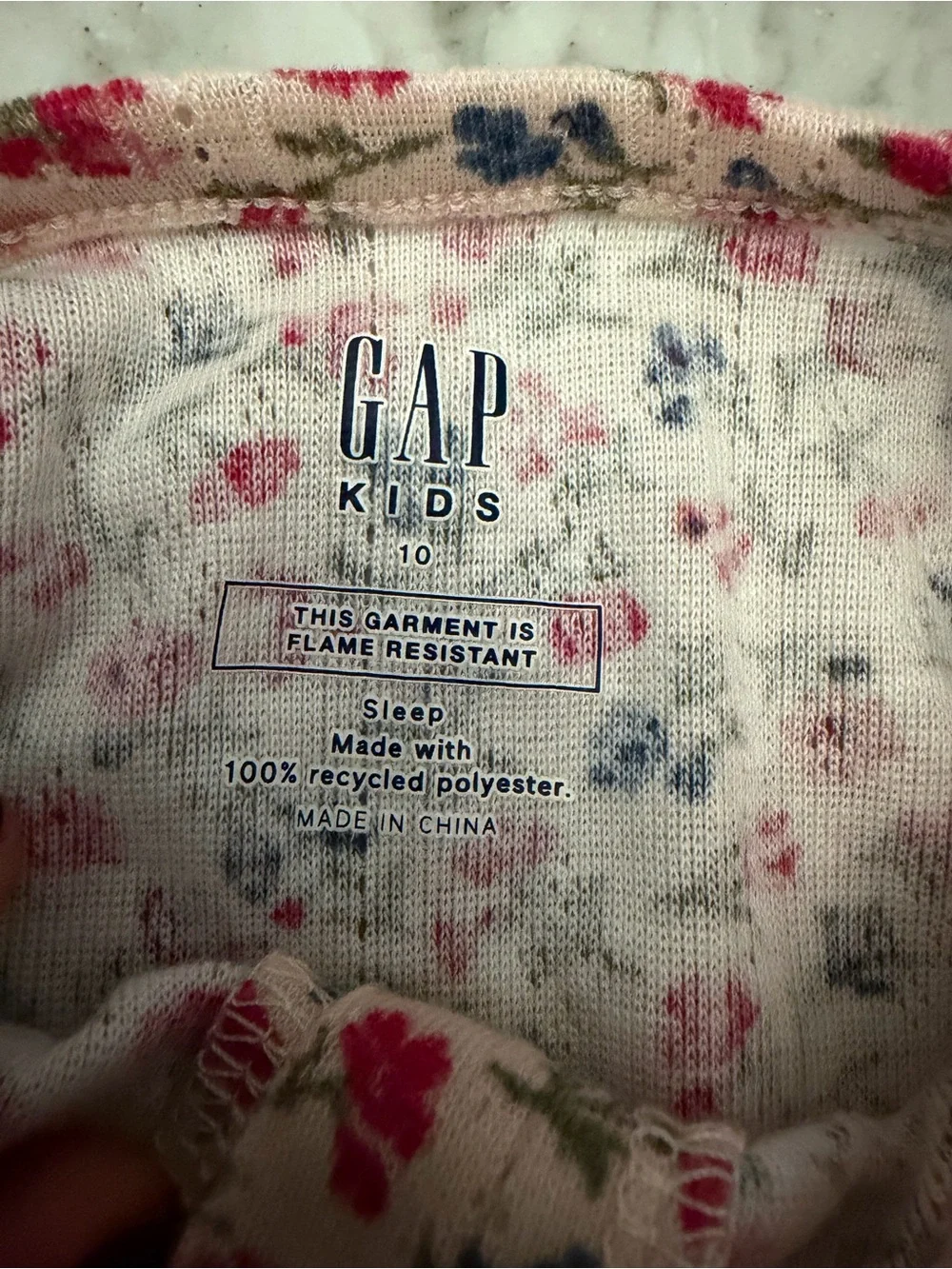 Kids Gap Floral Pink Pajama Set size 10
